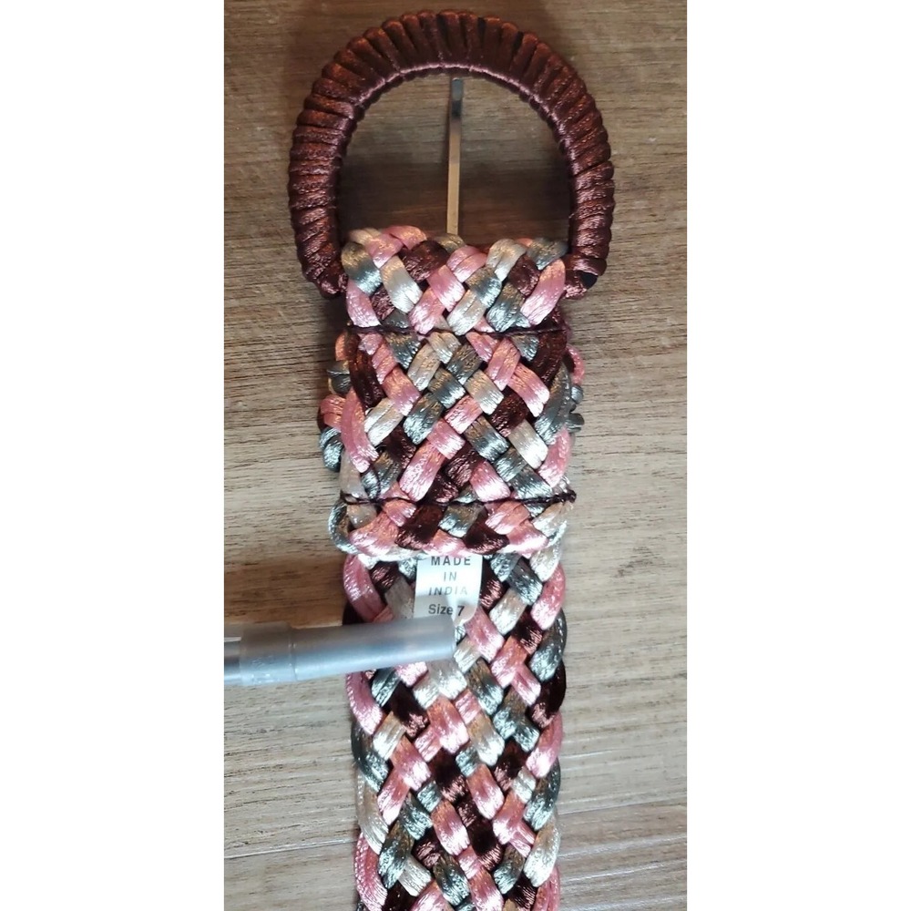 Women's Fashion Belt Hip Waist Pink Gray Purple Fabric Braided Size Medium - Picture 12 of 12